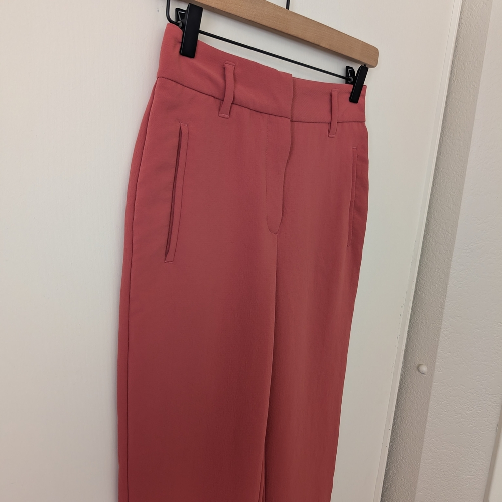 Aritzia Wilfred Womens 0 Pink Crepe Trouser Dress Pants Preppy Academia Classic - Picture 4 of 8